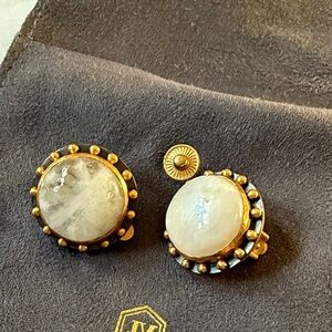 Julie Vos Gold and Cream Clip-On Earrings